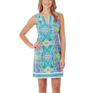 Jude Connally Carissa Shift Mini Dress S Printed Resort Vacation Stretch Knit